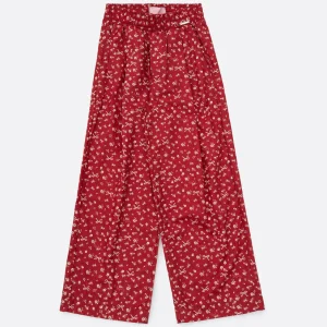Calça Infantil Reta Mini Flores e Laços Bala de Cereja - Pituchinhus