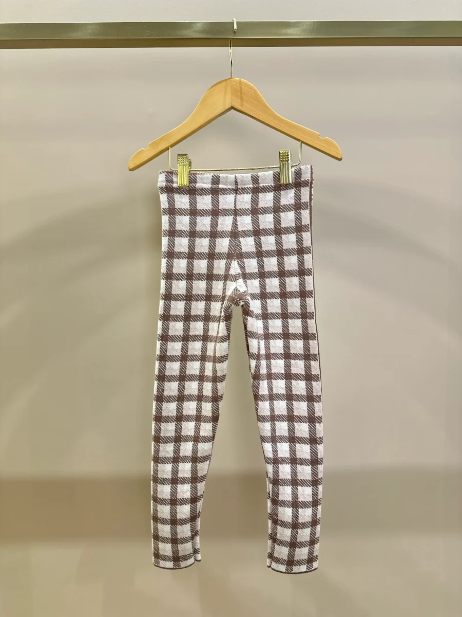 Legging Infantil Tricot Xadrez Marrom Marroque - Pituchinhus - Image 2
