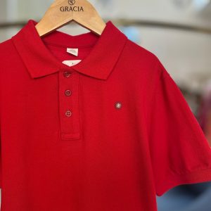 Polo Infantil Básica Piquet Fio Tinto Vermelha - Um Mais Um