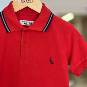 Polo Infantil Frisos Vermelha - Reserva Mini