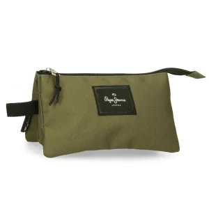 Estojo Escolar Aris Evergreen 3 Compartimentos | Pepe Jeans | Verde Caqui